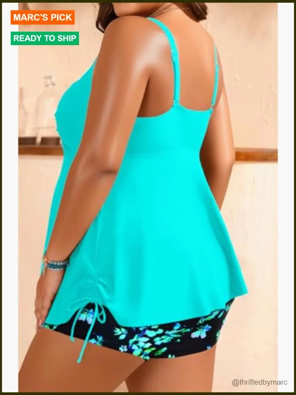 Plus Size Tankini Swimsuit Two Piece Flowy Swimdress Bathing Suits with Shorts
